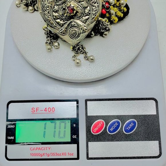 Beaded Chain Necklace With Silver Kuchi Pendant, Handmade Beaded Necklace - Picture 9 of 9